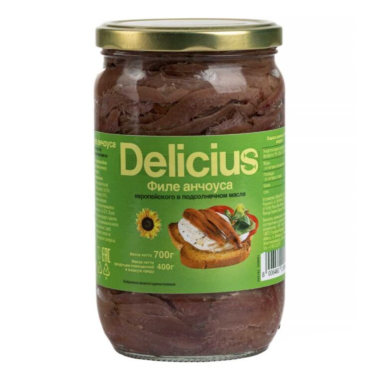 Анчоусы 700 г резанные с/б Delicius (6 шт/кор)