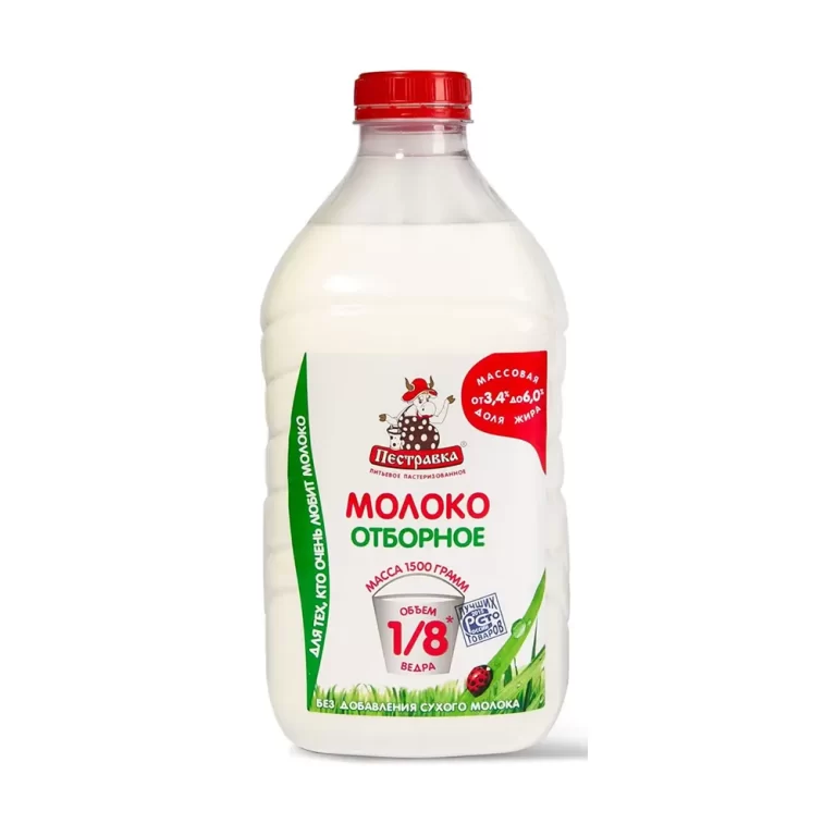 Молоко Пестравка отборное 3,4–6% 1.5 л (ПЭТ)