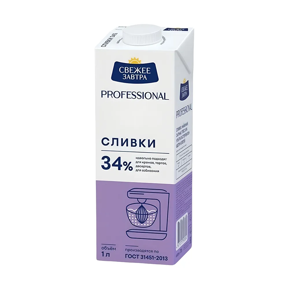 Сливки 34% «Свежее завтра» 1 л